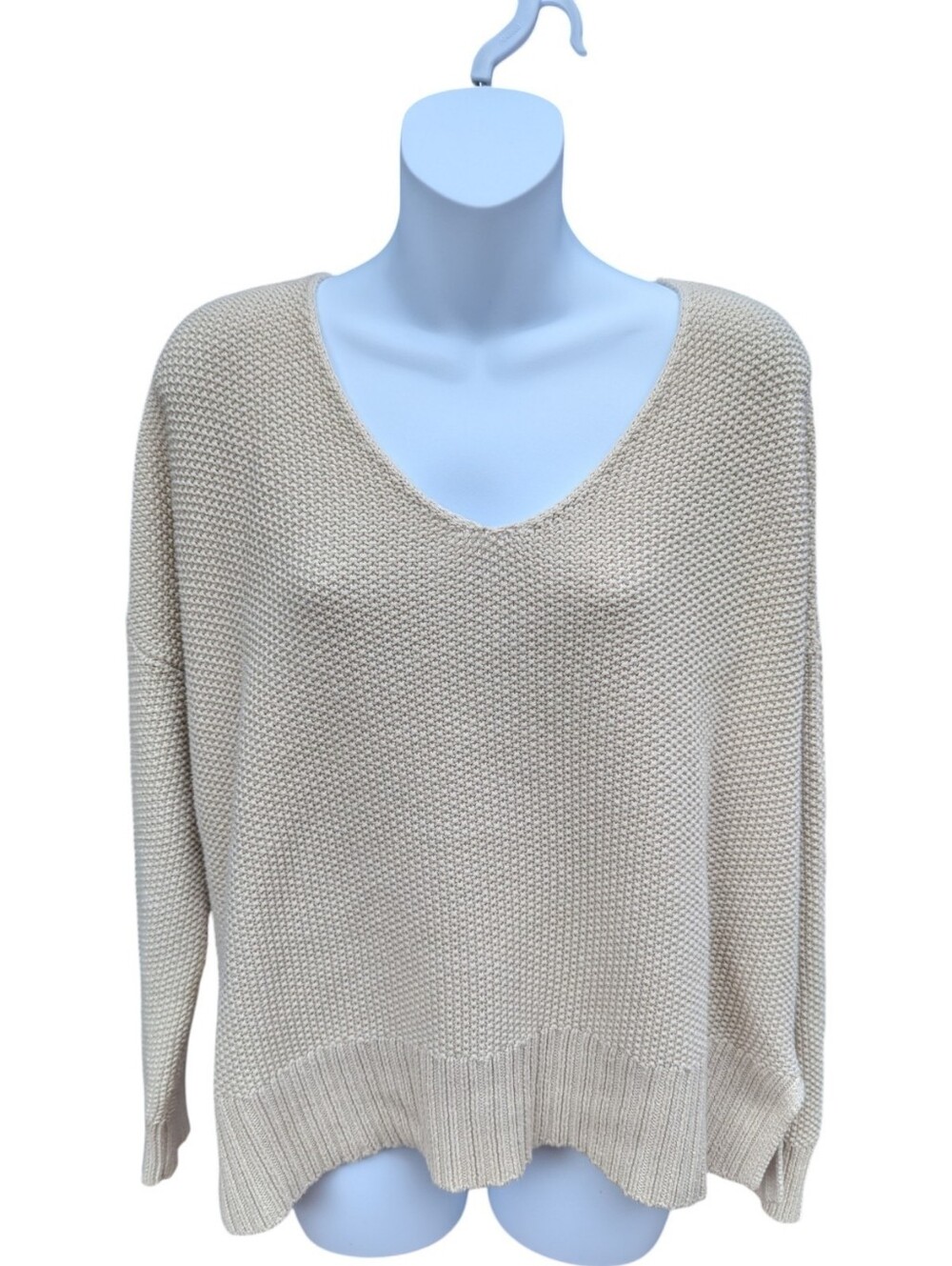 Lucky Brand Knit V-Neck Women's Sweater In Cream